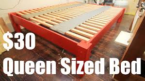 A platform storage bed with headboard. How To Make A Queen Sized Bed Frame For Under 30 Queen Size Bed Frame Diy Homemade Bed Frame Queen Bed Frame Diy