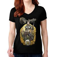 Lady Mechanika 0a Womens V Neck T Shirt Black