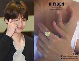 190717 Taehyung Rhyden Pear Signet Ring X Heart Earrings Studs Bts Earrings Gold Heart Stud Earrings