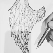 Black And White Angel Wings Drawing Angel Wings Wings Drawing Dotted Drawings Drawings