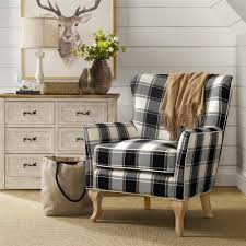 Handsome pair of black and white plaid milo baughman style even arm cube lounge chairs with chunky chromed legs. Avenue Greene Fremont Checkered Pattern Accent Chair Black White Plaid A Tremendous Home