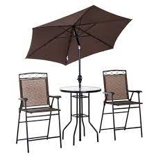 Maybe you would like to learn more about one of these? 4 Piece Folding Outdoor Patio Pub Dining Table And Chairs Set With 6 Adjustable Tilt Umbrella Walmart Com Walmart Com
