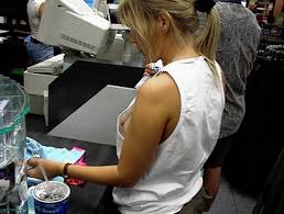 Creepshot of a sexy geek in the shoe store - hidden camera HD