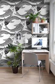 Black And White Wall Mural Ideas Fish Koi Removable Wallpaper Black And White Wall Mural Design 534 In 2020 Behang Verwijderen Beschilderde Muur Witte Muren