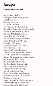Love This Poem Facing It By Yusef Komunyakaa Poem Analysis Poems Example Of Poem