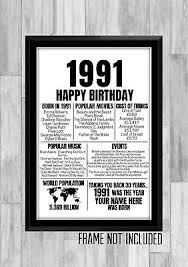 Find out best 30th birthday gift ideas for him or for her. 30th 1991 Personalised Birthday Gift Present Poster Print Back In Milestone Ebay