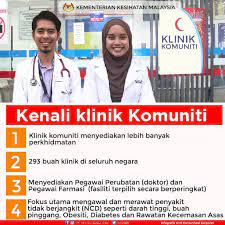For more information and source, see on this link : Klinik Komuniti Merupakan Kementerian Kesihatan Malaysia Facebook