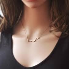 Personalized Name Necklace Signature Necklace Rose Gold Color Necklace Custom Name Jewelry Gold Bar Necklace Signature Necklace Real Diamond Necklace