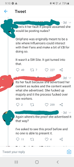 Under Bella Thornes tweet about only fans changing policy. :  rwhiteknighting