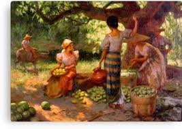 The Fruit Pickers Under The Mango Tree Canvas Print Fruit Picker Tree Canvas Filipino Art