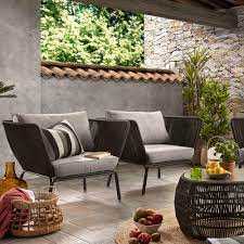 fauteuil metal et corde indoor outdoor vernon mobilier de salon mobilier jardin et fauteuil