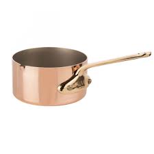 Copper small saucepan 1/2 inch diameter with lid and brass handles. Mauviel Small Saucepan With Spout