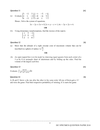 Isc Class 12 Sample Paper 2020 Mathematics Specimen Question Paper Aglasem Schools