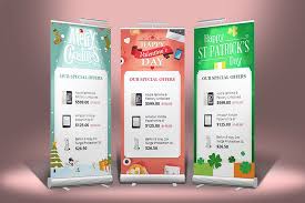 3 Stand Roll Up Banner Mockup Rollup Banner Mockup Rollup Banner Design Outdoor Advertising Design Banner