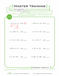 Each one has model problems worked out step by step, practice problems, as well as challenge questions at the sheets end. Linear Equations Addition Subtraction Worksheet Education Com Equations Linear Equations Introductory Algebra