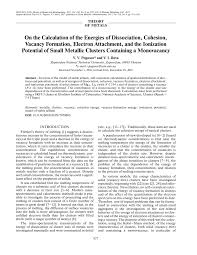 Internetowy przegląd prawniczy tbsp uj, 2017 nr 9 (39), s. Pdf On The Calculation Of The Energies Of Dissociation Cohesion Vacancy Formation Electron Attachment And The Ionization Potential Of Small Metallic Clusters Containing A Monovacancy