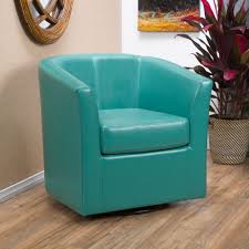 Contemporary Turquoise Leather Swivel Club Chair Swivel Club Chairs Swivel Barrel Chair Barrel Chair