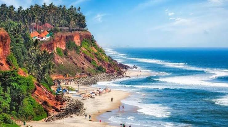 Varkala Beach and dramatic laterite cliffs, AI generated