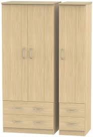 Avon Light Oak 3 Door Triple Wardrobe With Drawer Oak Wardrobe Light Oak Bedroom Furniture Single Wardrobe