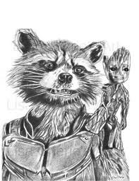 There's a real starting point and you honestly don't have to go back to the characters'. Rocket And Groot Pencil Drawing Guardians Of The Galaxy Movie Art Character Art Ebay Galaxy Drawings Character Art Pencil Drawings
