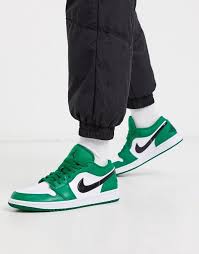 Nike Air Jordan 1 Low Pine Green Black White Air Jordan 1 Low Pine Green 553558 301 In 2020 Air Jordans Womens Fashion Sneakers Sneakers