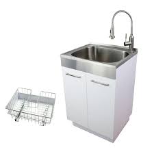 Amazon drive cloud storage from amazon: Transolid 24 In X 20 In X 34 6 In Stainless Steel Laundry Utility Sink And Particle Board Cabinet With Faucet Basket In White Tcab 2420 Ws The Home Depot Stainless Steel Utility Sink Utility
