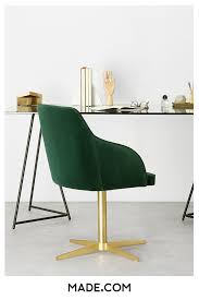 Keira Office Chair Pine Green Velvet And Brass Stylish Office Chairs Office Chair Design Velvet Office Chair