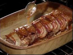 roast pork loin with bacon and brown