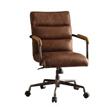 Acme Furniture Harith Retro Brown Top Grain Leather Office Chair 92414 Leather Office Chair Conference Chairs Executive Office Chairs