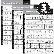 newme fitness dumbbell exercise posters laminated 3 pack includes vol 1 2 3 workout strength training chart build muscle tone tighten home gym