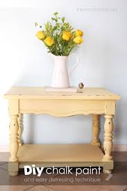 Decorating Pastels Chalk Paint End Table Makeover Diy Tutorial Distressing Technique Pale Yellow Diy Chalk Make Chalk Paint Furniture Diy