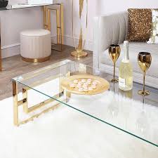 Plaza Gold Contemporary Clear Glass Lounge Coffee Table Picture Perfect Home 1000 In 2020 Gold Coffee Table Coffee Table Pictures Clear Coffee Table