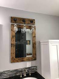 Mirror And Light Bathroom Set Bathroom Vanity Mason Jar Light Fixture Mirror Wall Pendant Light Rustic Industr Wood Framed Mirror Bathroom Sets Mirror Wall