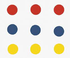 Bernardo Santiago Angeles Composicion 9 Puntos En Rojo Azul Cobalto Y Amarillo Azul Cobalto Amarillo Unas Azules