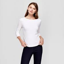 Women S 3 4 Sleeve Boatneck Shirt Fresh White Size Large By A New Day Ebay