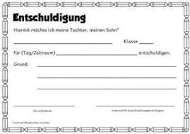 Ideenreise Entschuldigungsformulare Entschuldigung Schule Grundschule Schule