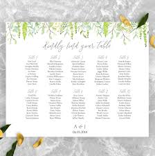 Greenery Wedding Seating Plan Printable Wedding Seating