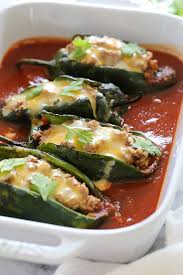Turkey Enchilada Stuffed Poblanos Rellenos Recipe Skinny Taste Recipes Stuffed Peppers Recipes