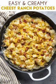 Cheesy Ranch Potatoes The Salty Marshmallow Recipe Potato Side Dishes Veggie Side Dishes Cheesy Ranch Potatoes