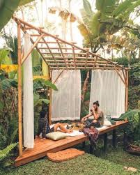 Slip Into This Eco Bamboo Home And Fully Immerse Yourself In The Natural Ambiance Of Bali Booking This Hid Backyard Garden Layout Backyard Garden Diy Backyard