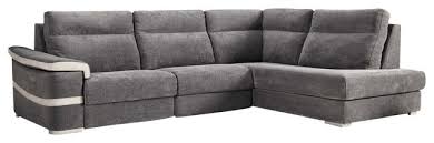 This set includes the sofa with recliners on the ends and love seat with recliners on the ends and a center drink console, corner wedge. Viral Modern Fabric Sectional Sofa With Recliner In Gray Right Facing Chaise Contemporary Sectional Sofas By Bedtimenyc Houzz