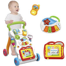 Obviously, bigger wheels have a larger circumference which is an essential factor in helping a walker move forward faster with a slower turn. Baby Walker Toddler Trolley Sit To Stand Walker For Kid S Early Learning Educational Musical Adjustable Baby First Steps Car Walkers Aliexpress