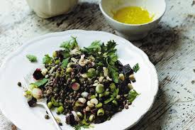 Lentil Beetroot And Hazelnut Salad With A Ginger Dressing Recipe Epicurious Com Ginger Dressing Recipes Lentil Recipes