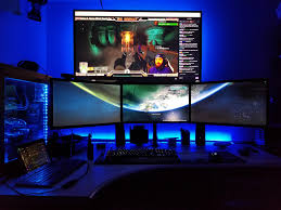 Added Some Lights And An Amazon Echo To My Battlestation Gaming Setup Pc Gaming Setup Pc Setup