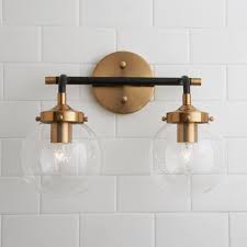 Mixed Metal Globe Vanity Light 2 Light Modern Vanity Lighting Bathroom Light Fixtures Vanity Lighting