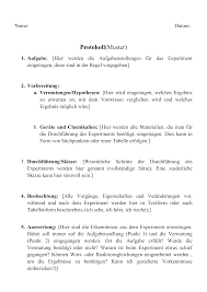 Je nach kompetenzstand der sus können eintelne punkte (z.b. Protokoll Muster Zum Aufbau Eines Protokolls Unterrichtsmaterial Im Fach Chemie Aufgabenstellung Lernen Chemieunterricht