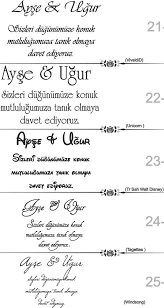Davetiye Yazi Karakterleri Fontlari Cesitleri Modelleri Davetiye Yazi Fontlari Yaz