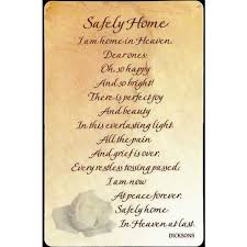 Safely Home Gift Prayer Card Heaven Poems Memorial Cards Prayer Cards