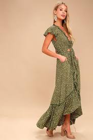 Capri Spot Tie Up Olive Green And White Polka Dot Dress Polka Dot Dress Outfit Dot Dress Outfit Green Dress Outfit