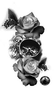 Black And White Compass Stencil Tattoo Pin By Omayra Figueroa On Designs Stencils Templates Ideas Tattoo Designs Rose Tattoo Sleeve Rose Tattoo Design
